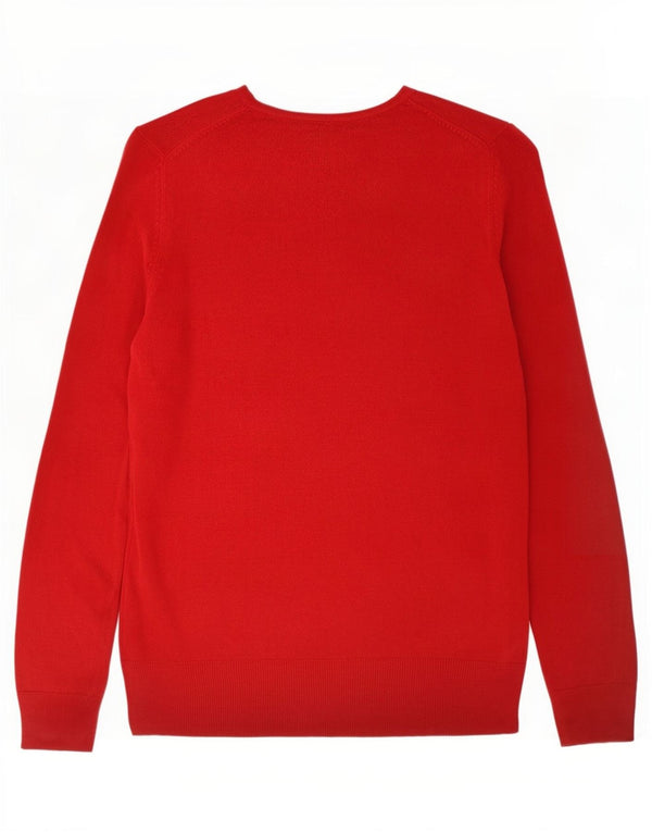 Marks & Spencer Womens Crew Neck Jumper Sweater UK 10 Small Red Acrylic