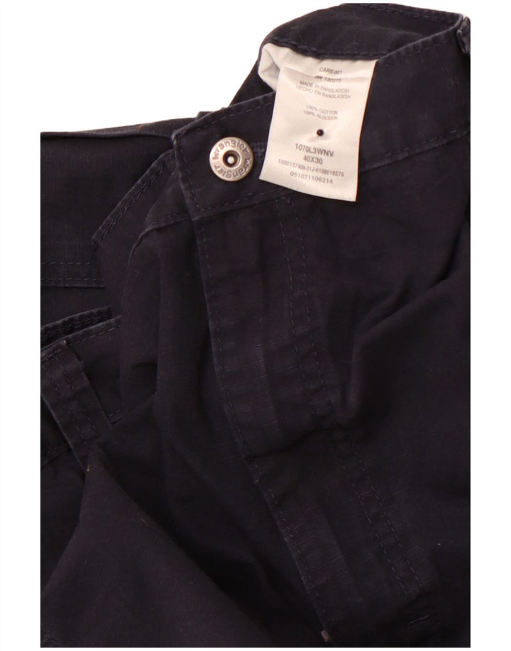 WRANGLER Mens Straight Cargo Trousers W40 L30 Navy Blue Cotton