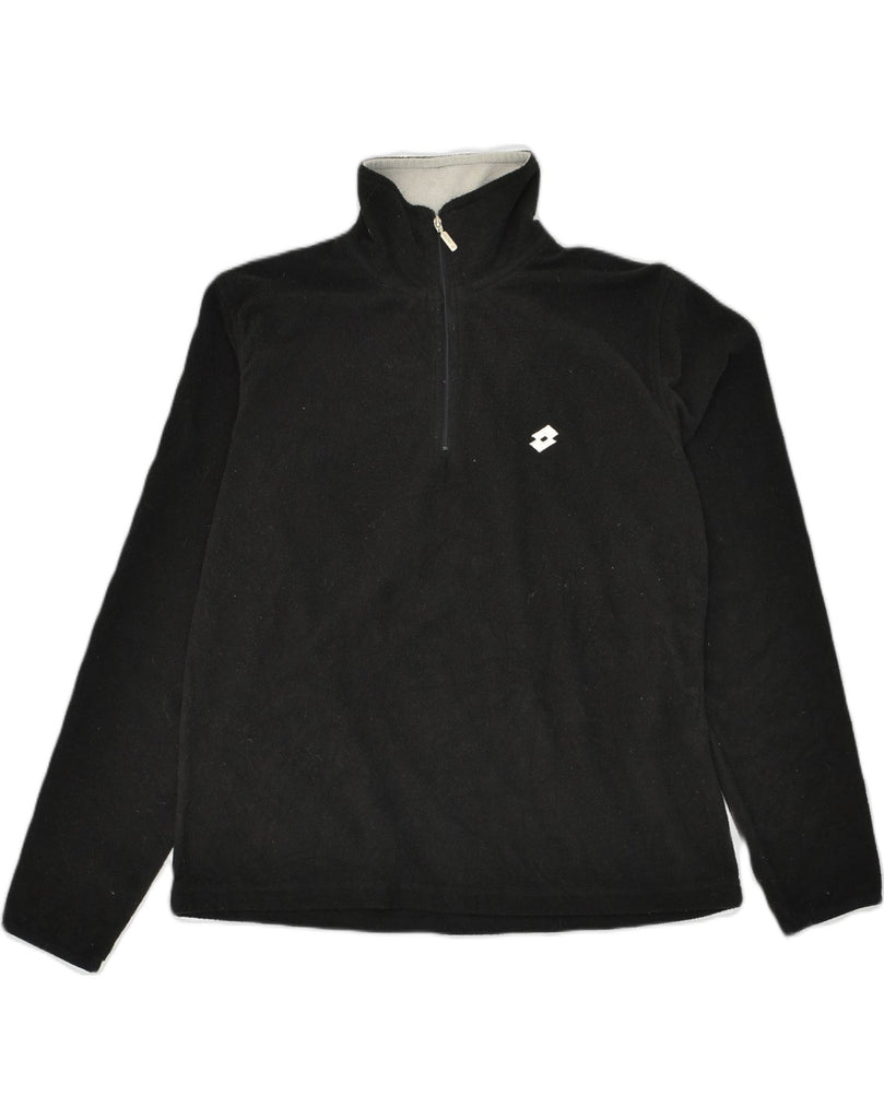 LOTTO Womens Zip Neck Fleece Jumper UK 18 XL Black Polyester | Vintage Lotto | Thrift | Second-Hand Lotto | Used Clothing | Messina Hembry 