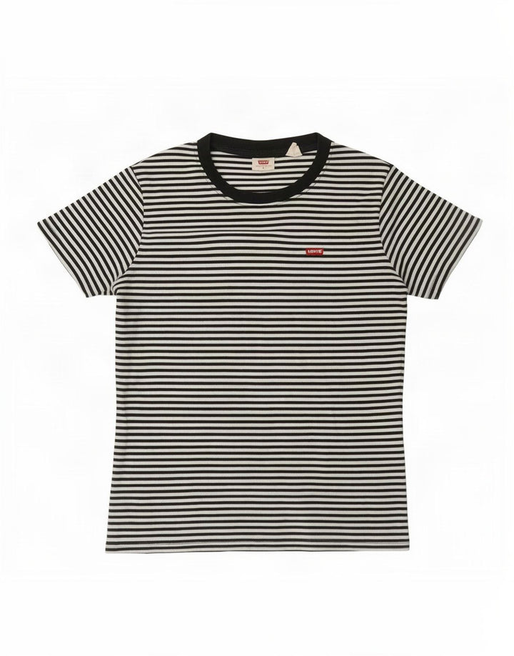 Levi's Womens T-Shirt Top UK 14 Medium Black Pinstripe