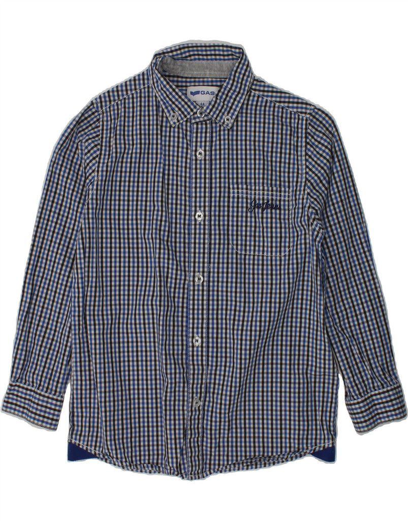 GAS Boys Shirt 5-6 Years Blue Check Cotton | Vintage Gas | Thrift | Second-Hand Gas | Used Clothing | Messina Hembry 