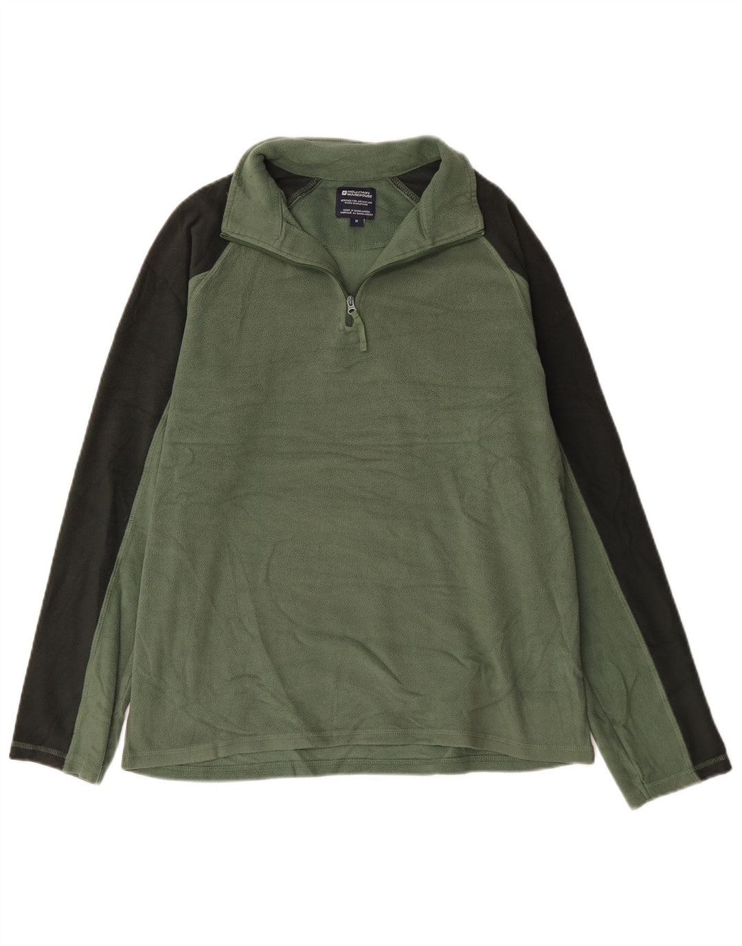 Mountain Warehouse Mens Zip Neck Fleece Jumper Medium Green Colourblock