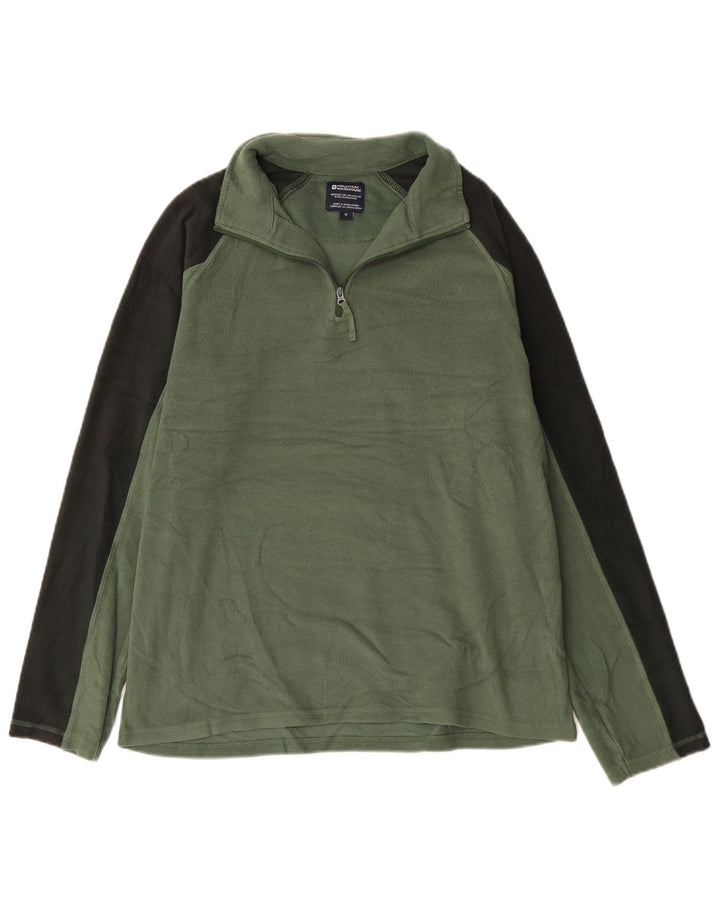 Mountain Warehouse Mens Zip Neck Fleece Jumper Medium Green Colourblock