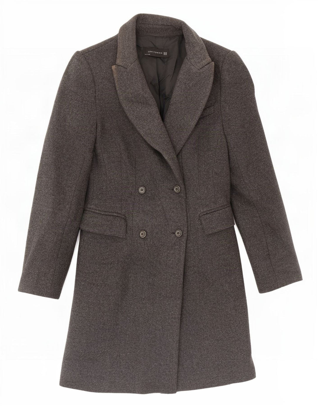 Zara Womens Double Breasted Coat UK 6 XS Grey Wool