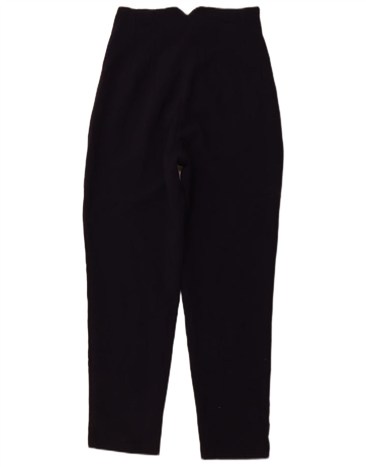 ZARA Womens High Waist Tapered Casual Trousers XS W24 L26 Navy Blue