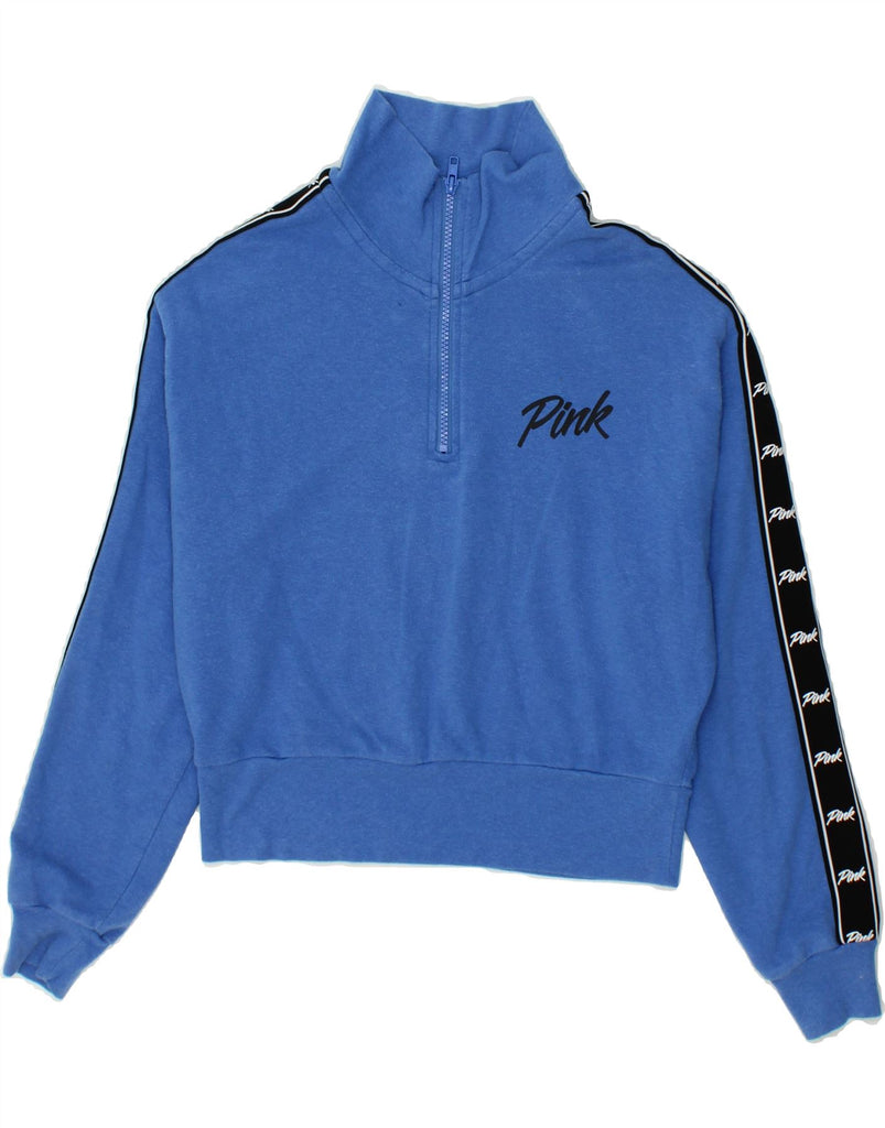 VICTORIAS SECRET Womens Pink Graphic Sweatshirt Jumper UK 6 XS Blue Vintage Victorias Secret and Second-Hand Victorias Secret from Messina Hembry 