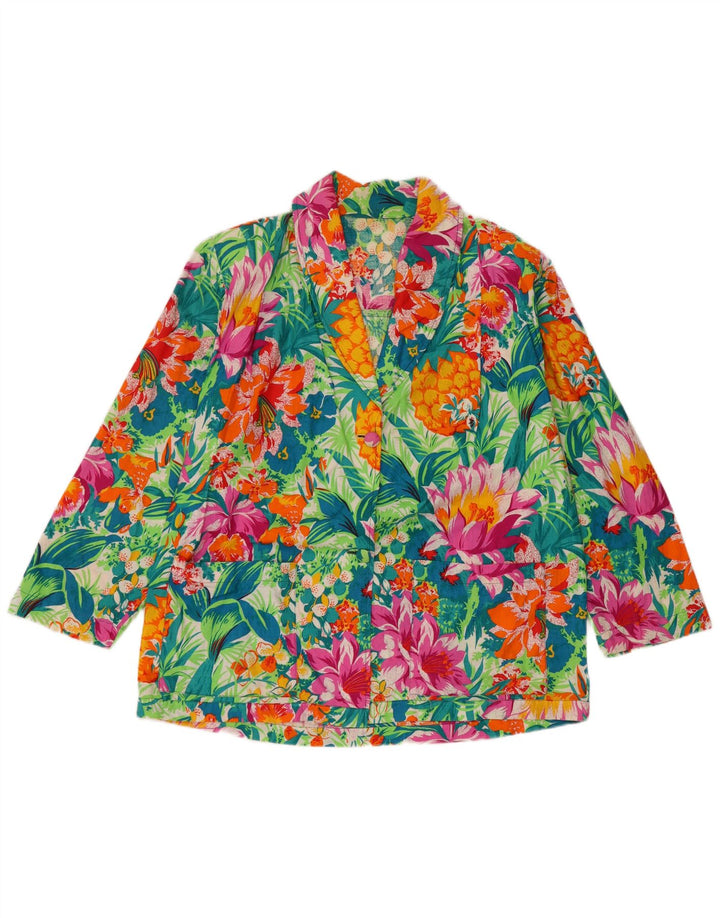 Vintage Womens 2 Button Blazer Jacket UK 16 Large Multicoloured Floral