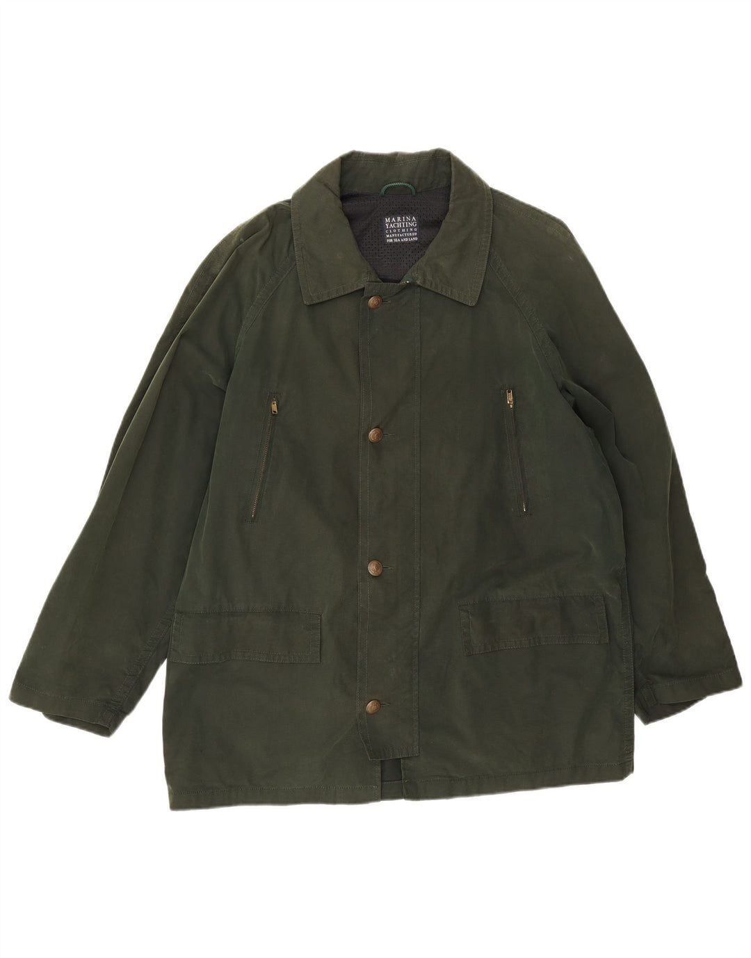 Marina Yachting Mens Utility Jacket IT 50 Large Green Cotton