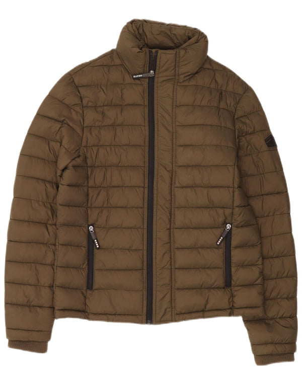Superdry Mens Padded Jacket UK 38 Medium Khaki Nylon