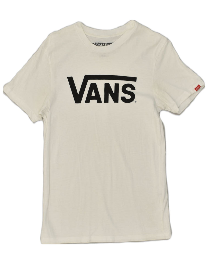 VANS Womens Graphic T-Shirt Top UK 8 Small White Cotton | Vintage Vans | Thrift | Second-Hand Vans | Used Clothing | Messina Hembry 