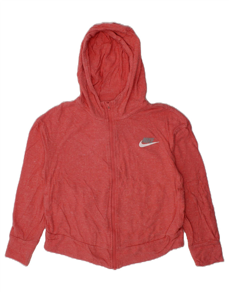 NIKE Girls Zip Hoodie Sweater 8-9 Years Small Red Cotton Vintage Nike and Second-Hand Nike from Messina Hembry 