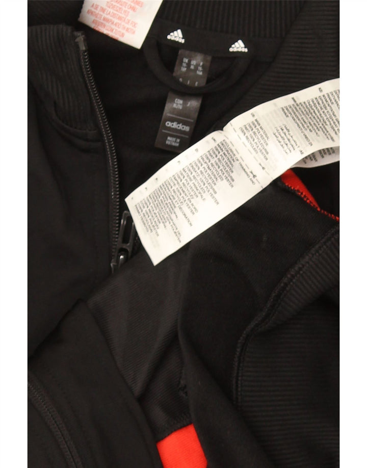 Adidas Girls Tracksuit Top Jacket 15-16 Years Black Colourblock Polyester
