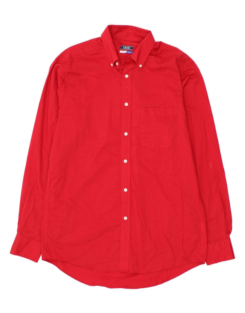 IZOD Mens Stretch Regular Fit Shirt Size 15 1/2 Medium Red Cotton Vintage Izod and Second-Hand Izod from Messina Hembry 
