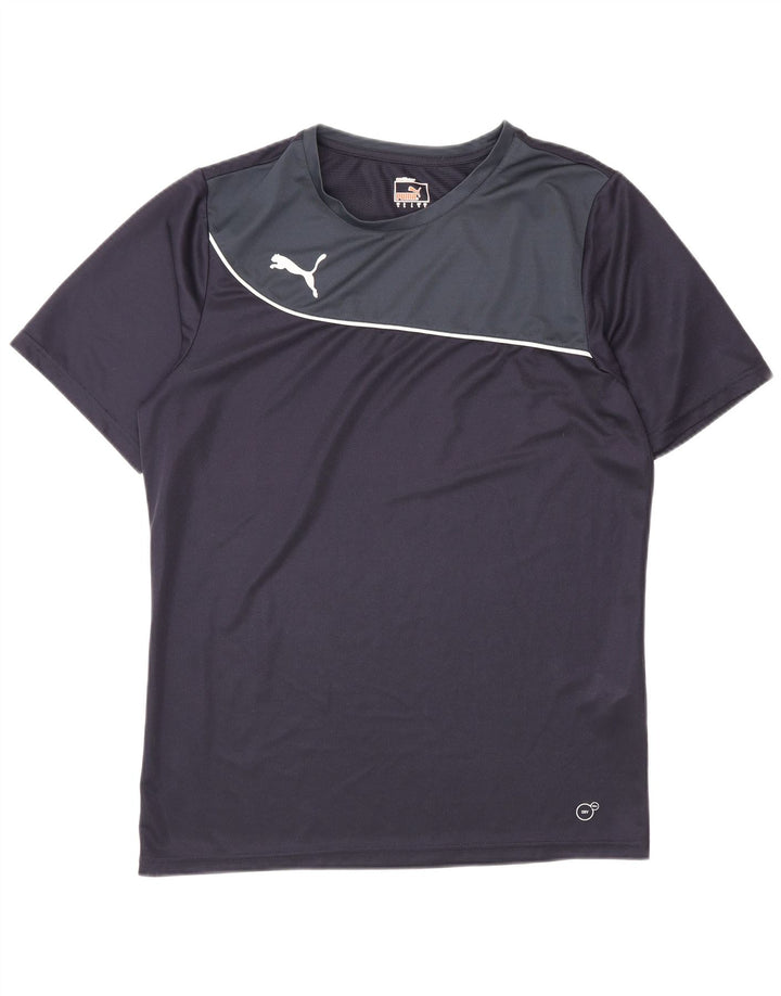 Puma Mens T-Shirt Top Large Navy Blue Colourblock