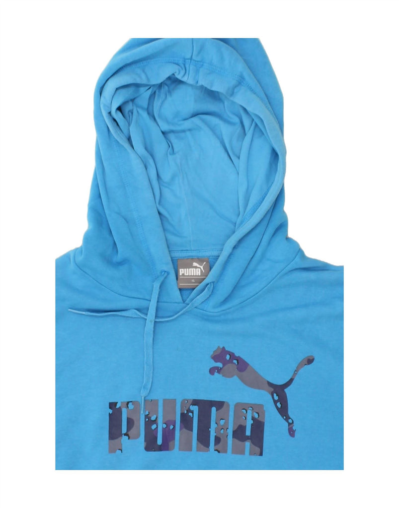 PUMA Mens Graphic Hoodie Jumper XL Blue | Vintage Puma | Thrift | Second-Hand Puma | Used Clothing | Messina Hembry 