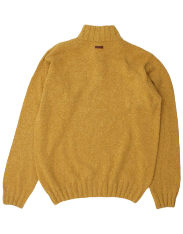 Marlboro Classics Mens Button Neck Jumper Sweater Large Yellow Wool