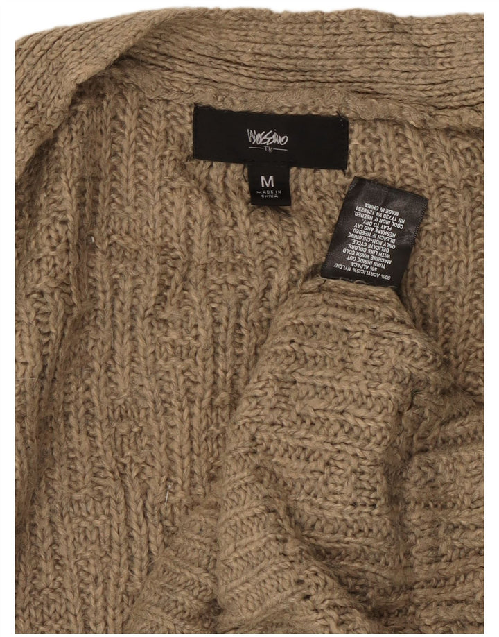 MOSSIMO Womens Longline Open Cardigan Sweater UK 14 Medium Beige Acrylic