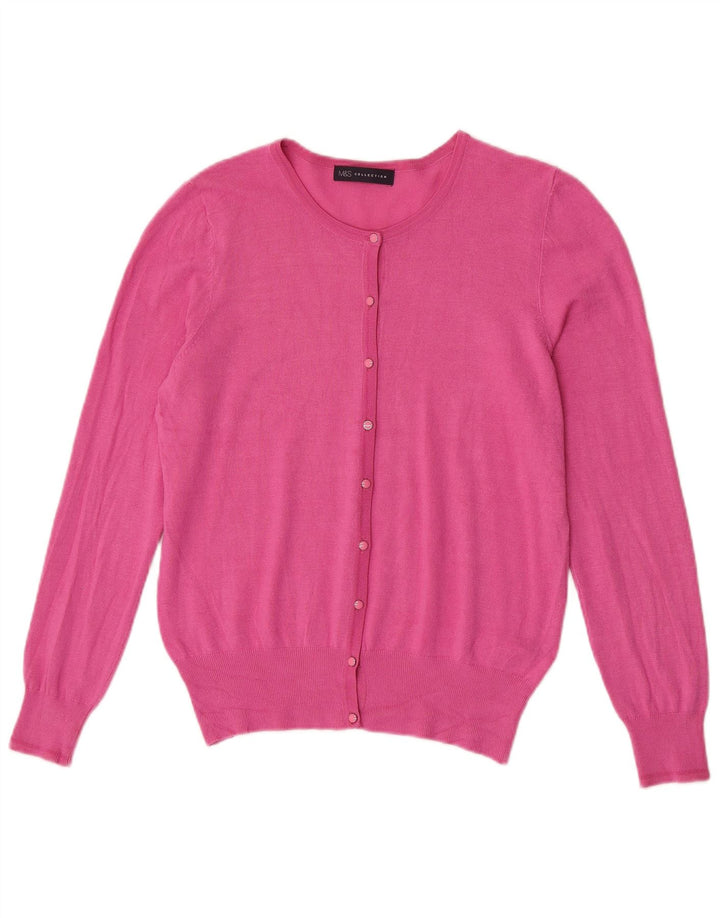 Marks & Spencer Womens Cardigan Sweater UK 14 Medium Pink Viscose