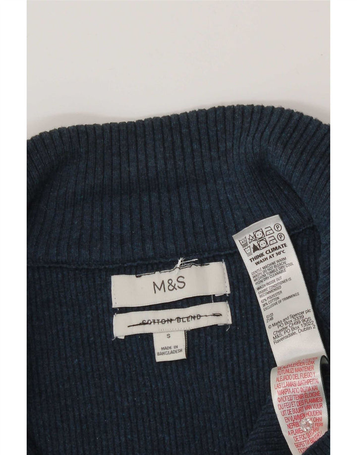 Marks & Spencer Mens Cardigan Sweater Small Blue Polyester