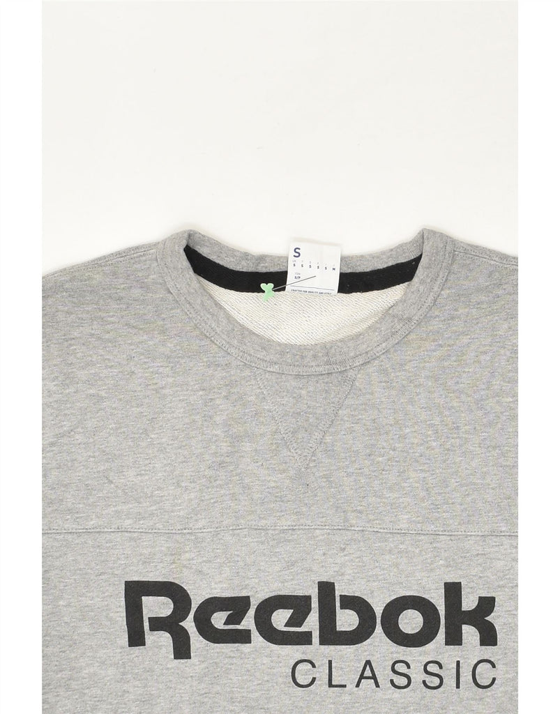 REEBOK Mens Classic Graphic Sweatshirt Jumper Small Grey Cotton | Vintage Reebok | Thrift | Second-Hand Reebok | Used Clothing | Messina Hembry 