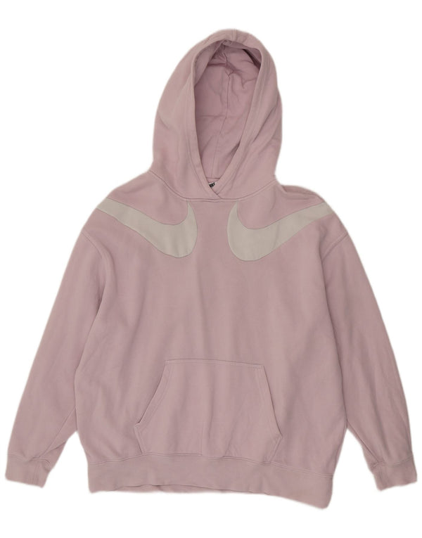 Nike Womens Graphic Oversized Hoodie Jumper UK 14 Medium Pink Colourblock