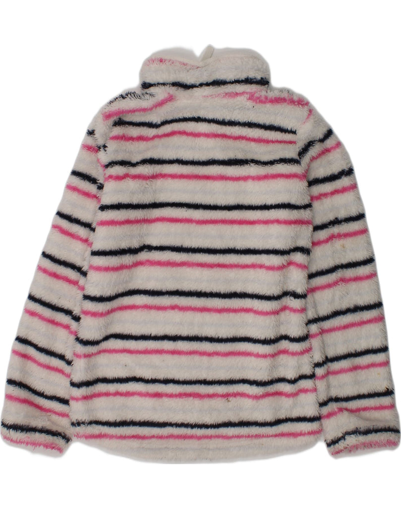 JOULES Girls Zip Neck Fleece Jumper 6-7 Years Pink Striped Polyester | Vintage Joules | Thrift | Second-Hand Joules | Used Clothing | Messina Hembry 