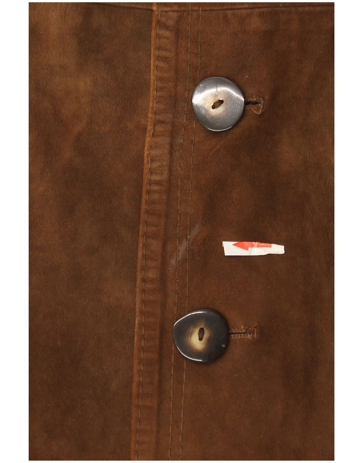 Vintage Mens Suede Trench Coat UK 36 Small Brown