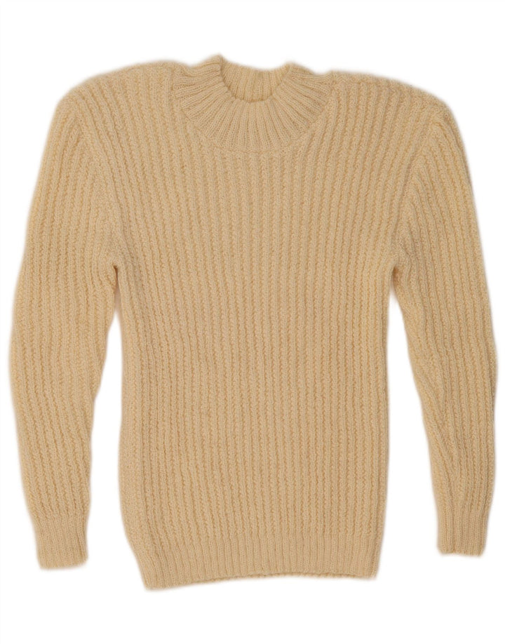 Vintage Womens Turtle Neck Jumper Sweater UK 10 Small Beige