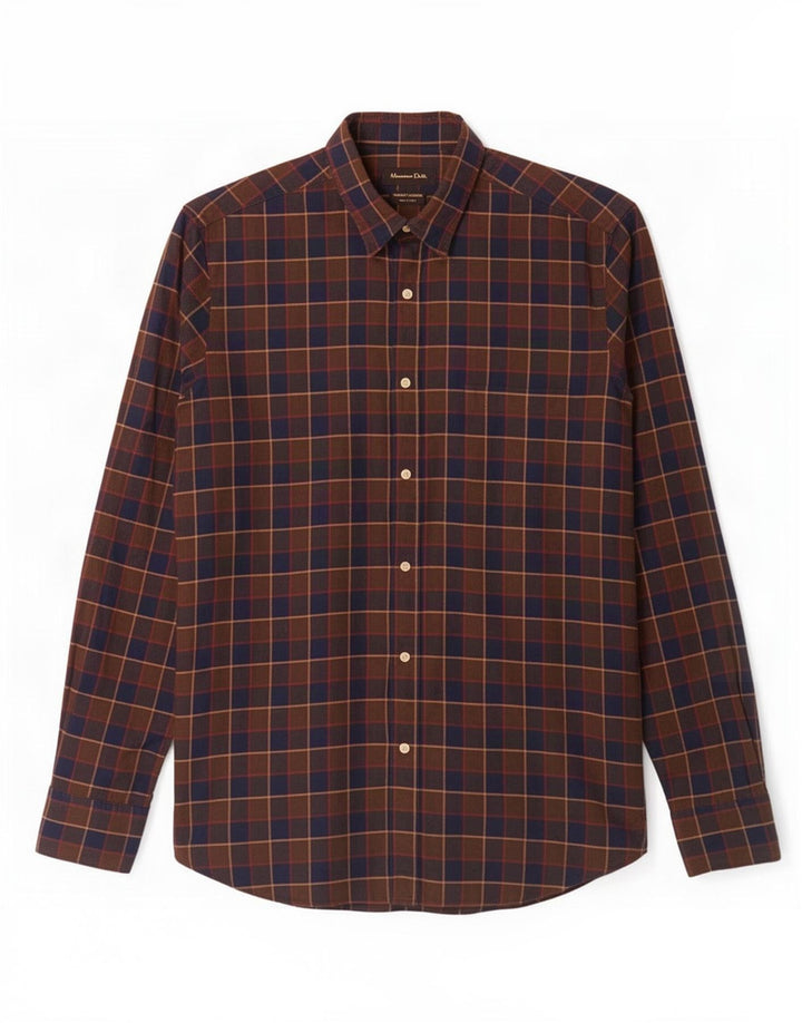 Massimo Dutti Mens Shirt Large Brown Check