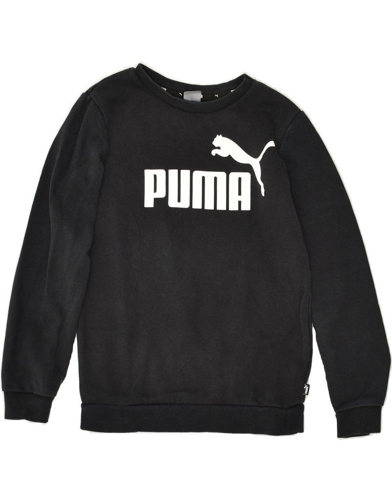 PUMA Boys Graphic Sweatshirt Jumper 11-12 Years Black Cotton | Vintage Puma | Thrift | Second-Hand Puma | Used Clothing | Messina Hembry 