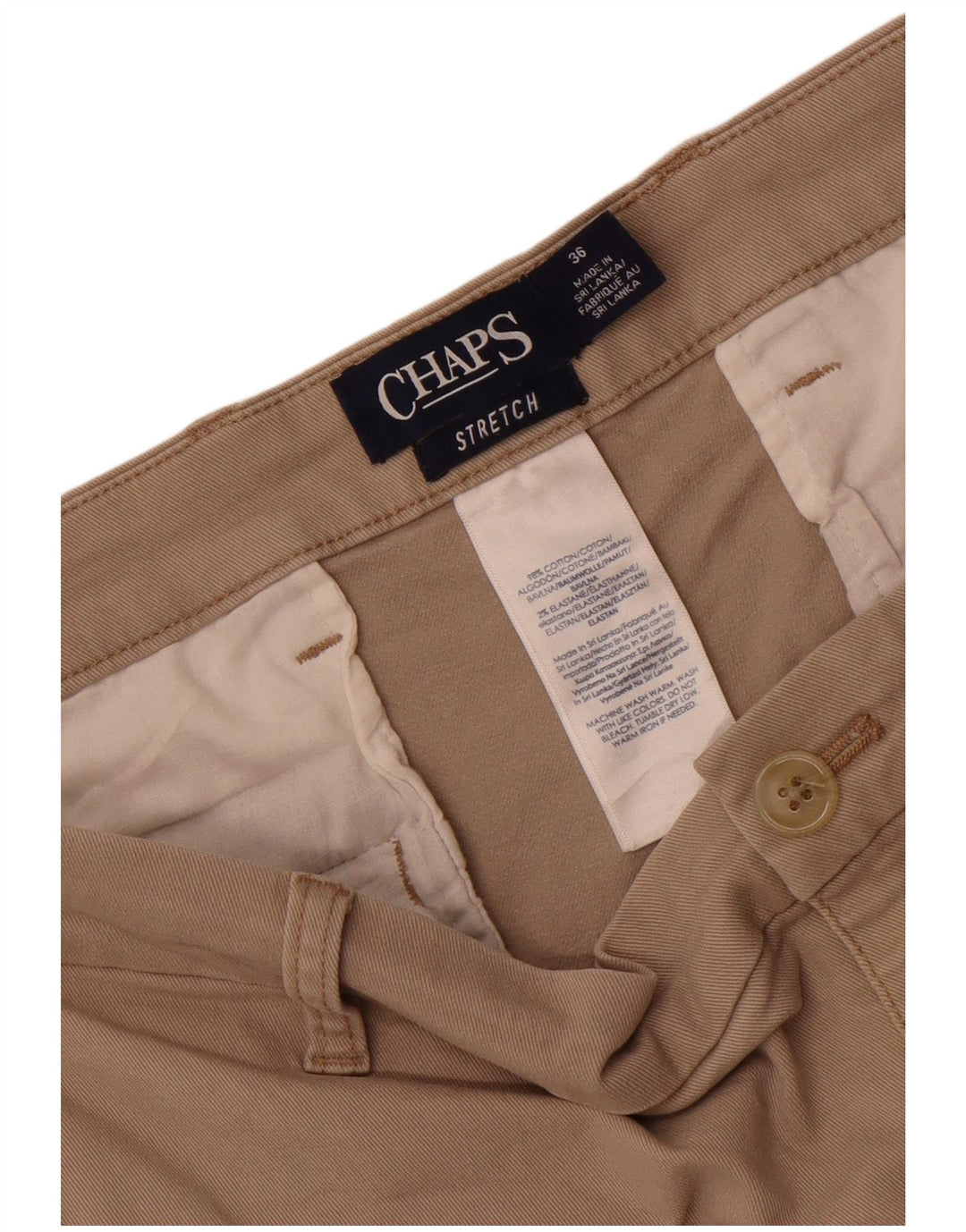 Chaps Mens Chino Shorts W36 Large Beige Cotton