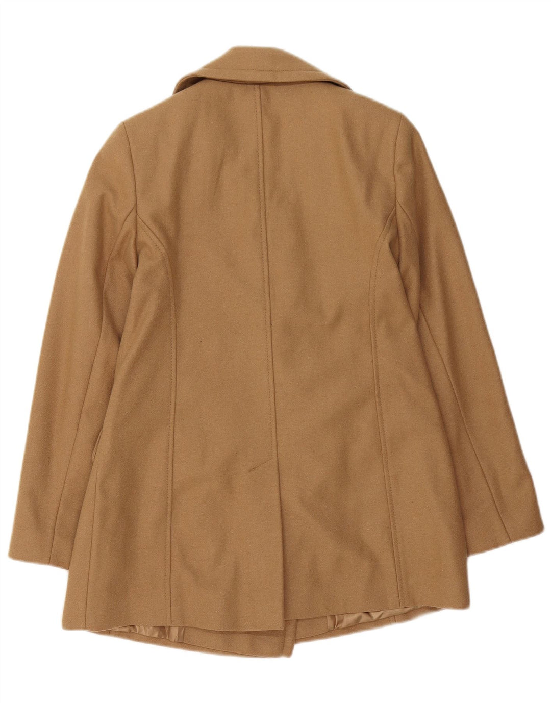 Monsoon Womens Pea Coat UK 10 Small Brown Wool