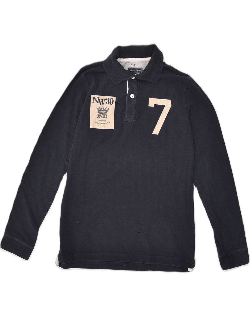 MASSIMO DUTTI Boys Graphic Long Sleeve Polo Shirt 13-14 Years Navy Blue | Vintage Massimo Dutti | Thrift | Second-Hand Massimo Dutti | Used Clothing | Messina Hembry 