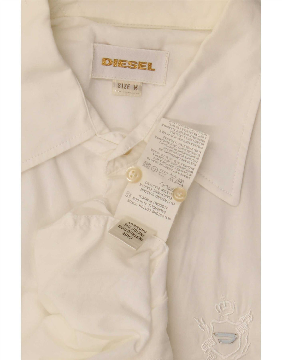 Diesel Mens Shirt Medium White Cotton
