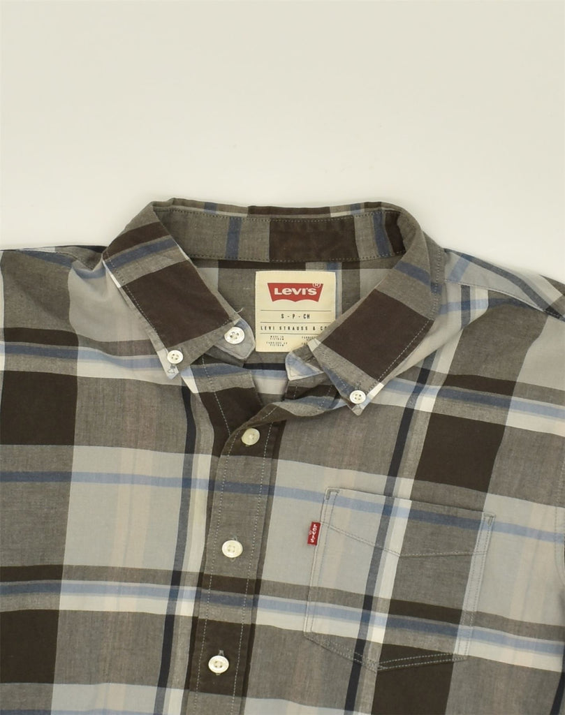 LEVI'S Mens Short Sleeve Shirt Small Grey Plaid | Vintage Levi's | Thrift | Second-Hand Levi's | Used Clothing | Messina Hembry 