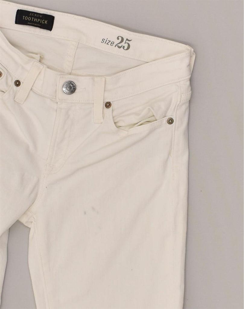 J. CREW Womens Toothpick Slim Casual Trousers W25 L28 White Cotton | Vintage J. Crew | Thrift | Second-Hand J. Crew | Used Clothing | Messina Hembry 