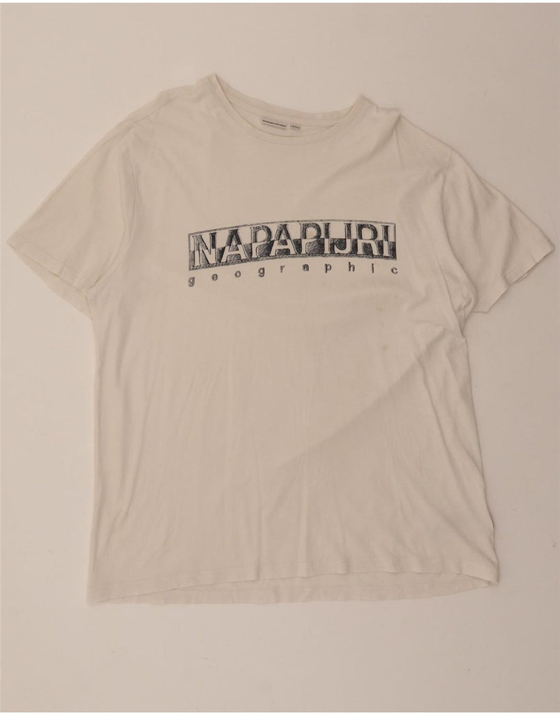 NAPAPIJRI Mens Graphic T-Shirt Top 3XL White Cotton Vintage Napapijri and Second-Hand Napapijri from Messina Hembry 