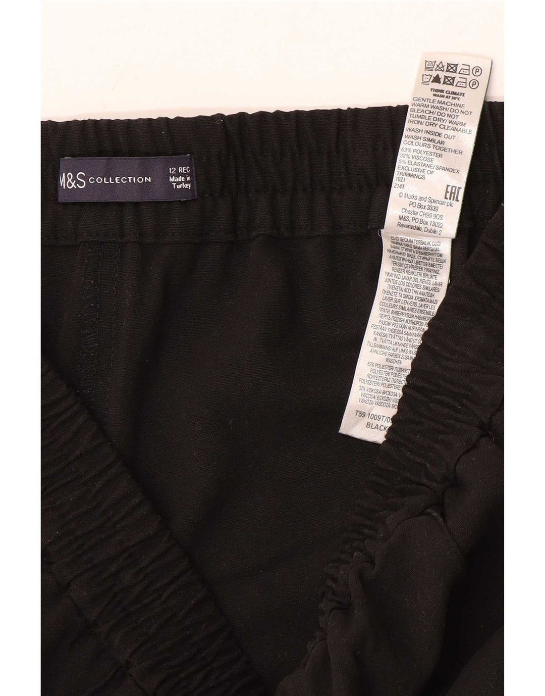 Marks & Spencer Womens Wide Leg Tracksuit Trousers UK 12 Medium Black