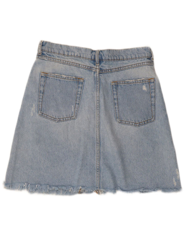 Zara Womens Distressed Mini Denim Skirt Medium W28 Blue Cotton