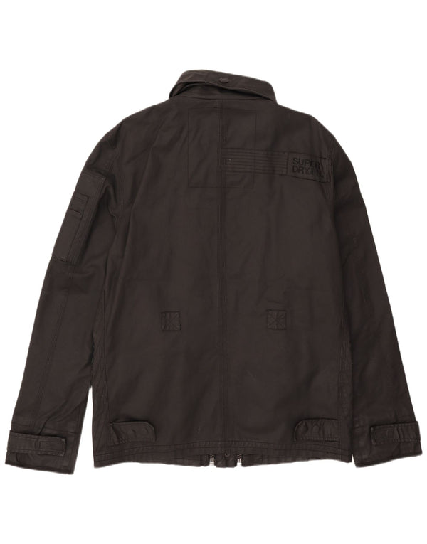 Superdry Mens Military Jacket UK 44 2XL Black Cotton