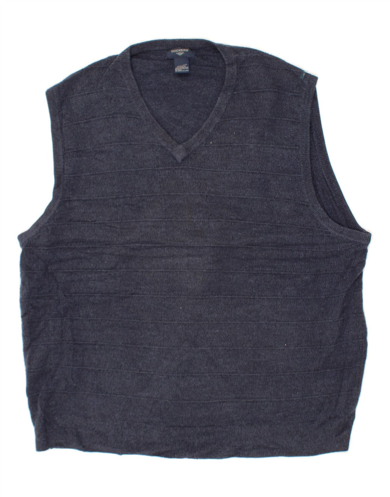 DOCKERS Mens Vest Tank Top 2XL Navy Blue Acrylic Vintage Dockers and Second-Hand Dockers from Messina Hembry 