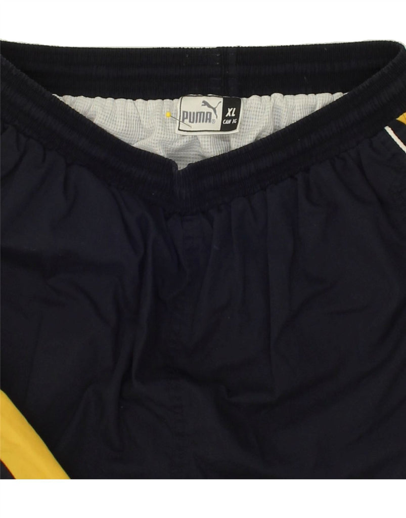 PUMA Mens Graphic Sport Shorts XL Navy Blue Colourblock Vintage Puma and Second-Hand Puma from Messina Hembry 