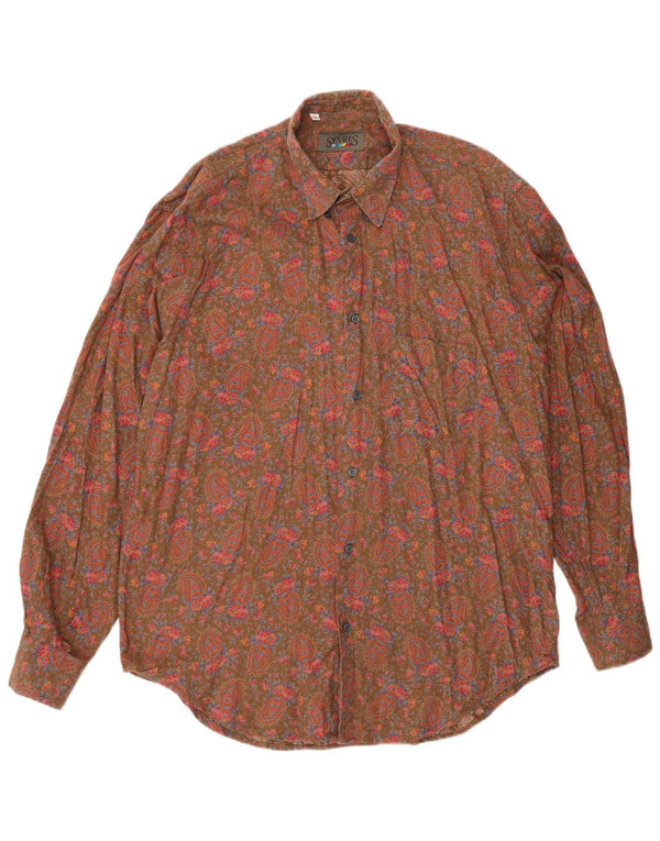 Sevres Mens Shirt Large Brown Paisley