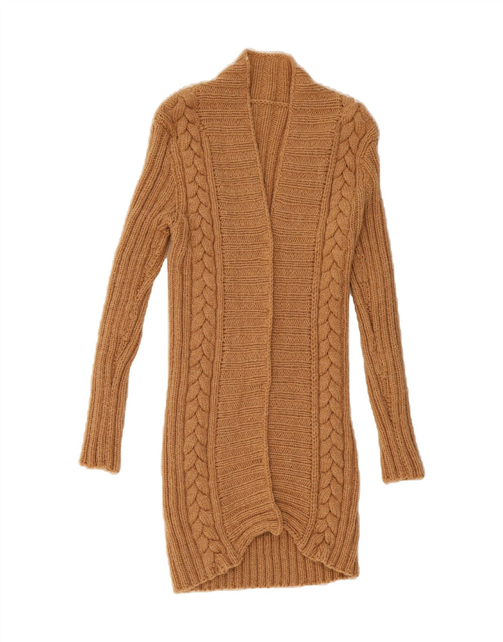 VINTAGE Womens Longline Open Cardigan Sweater UK 10 Small Brown Vintage Vintage and Second-Hand Vintage from Messina Hembry 