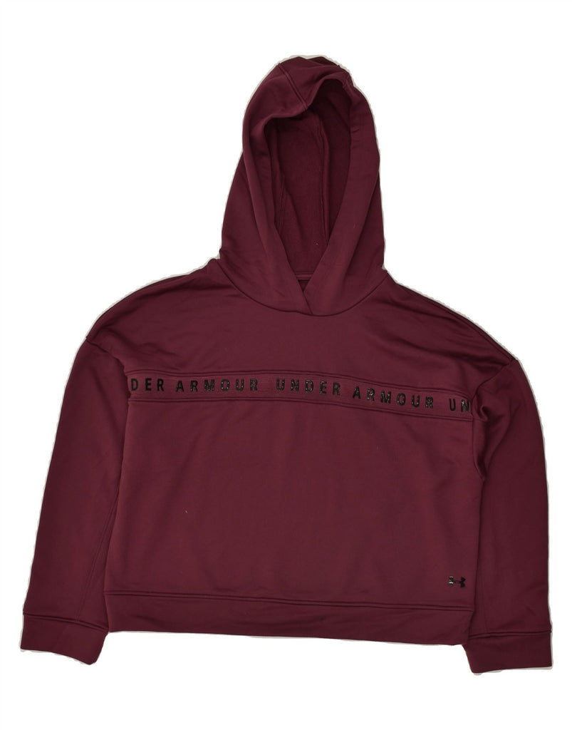 UNDER ARMOUR Womens Oversized Graphic Hoodie Jumper UK 10 Small Burgundy | Vintage Under Armour | Thrift | Second-Hand Under Armour | Used Clothing | Messina Hembry 