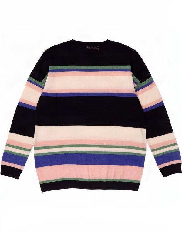 Marks & Spencer Womens Crew Neck Jumper Sweater UK 14 Medium Black Striped