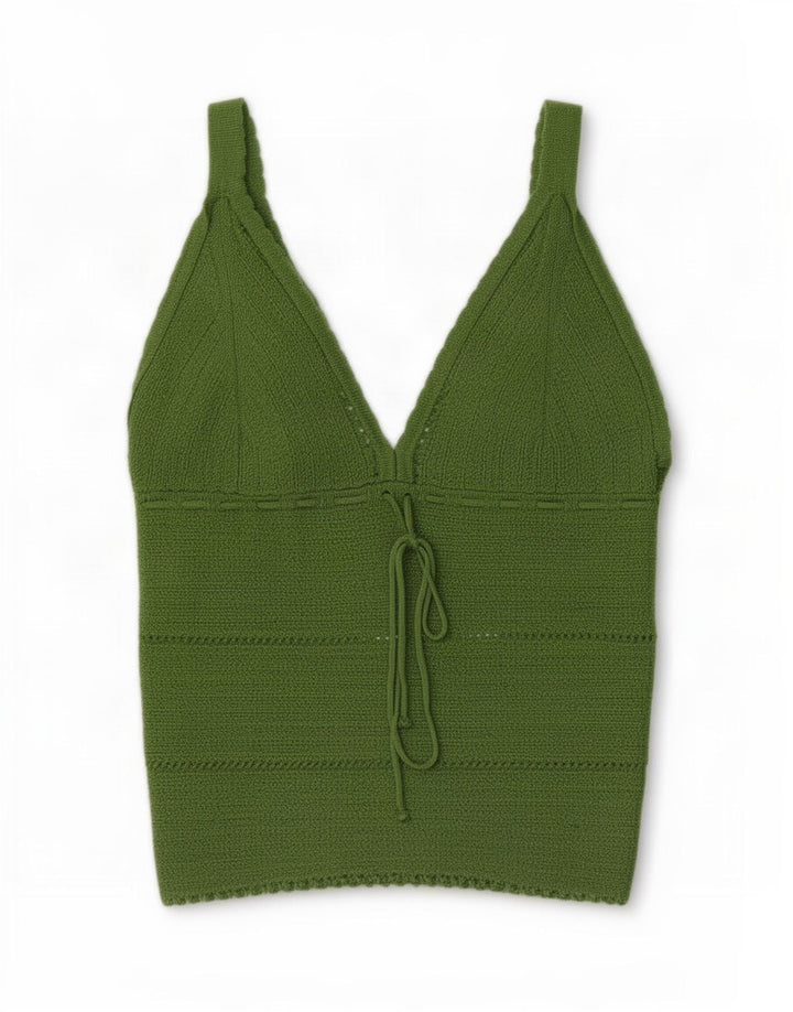 Zara Womens Crop Cami Top UK 8 Small Green Polyamide