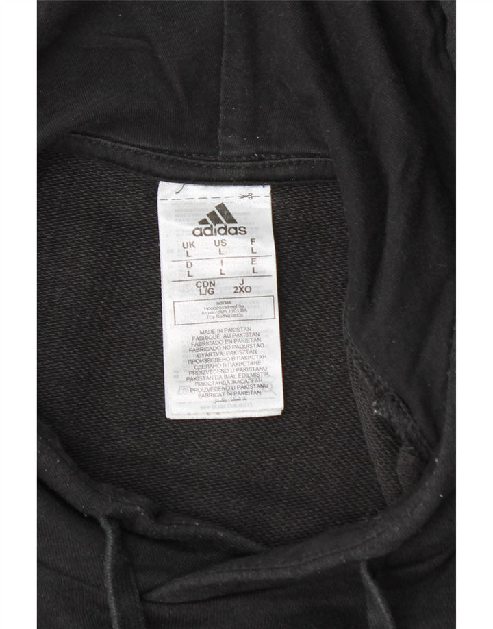 ADIDAS Mens Graphic Hoodie Jumper Large Black Cotton