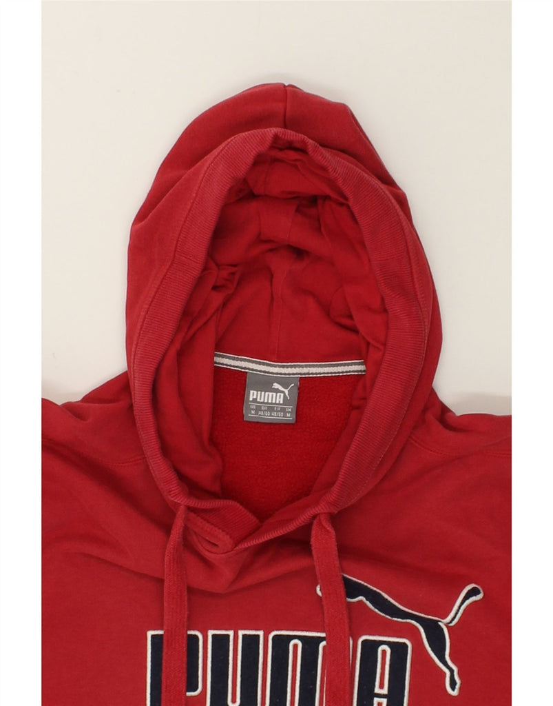 PUMA Mens Graphic Hoodie Jumper Medium Red Cotton | Vintage Puma | Thrift | Second-Hand Puma | Used Clothing | Messina Hembry 