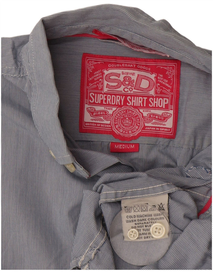Superdry Mens Shirt Medium Blue Pinstripe Cotton